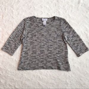 Black and Gray Striped 3/4 sleeve Sweater